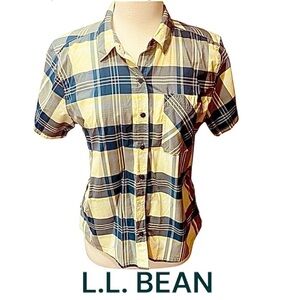 L.L. Bean Blue and Yellow Plaid Shirt Size S